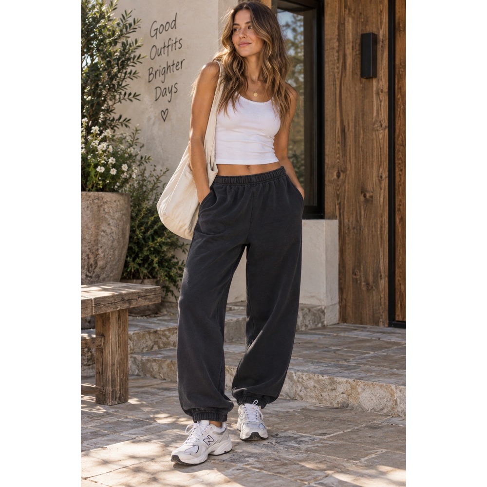 TNA Sweatpants Women XS Black Oversized Streetwear Loungewear